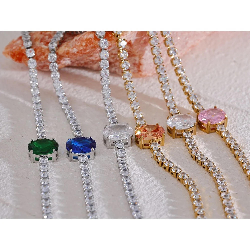 BIJOU Luxury Sparkle Waterproof Luxury CZ Chain Glass Bracelet