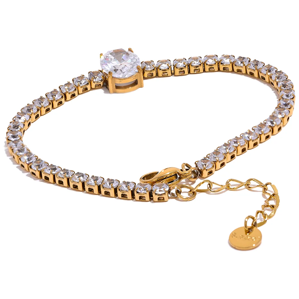 BIJOU Luxury Sparkle Waterproof Luxury CZ Chain Glass Bracelet