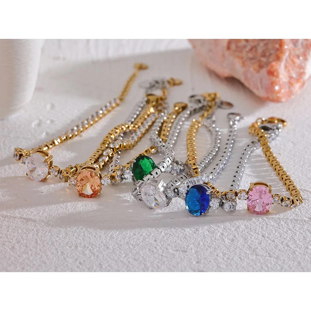 BIJOU Luxury Sparkle Waterproof Luxury CZ Chain Glass Bracelet