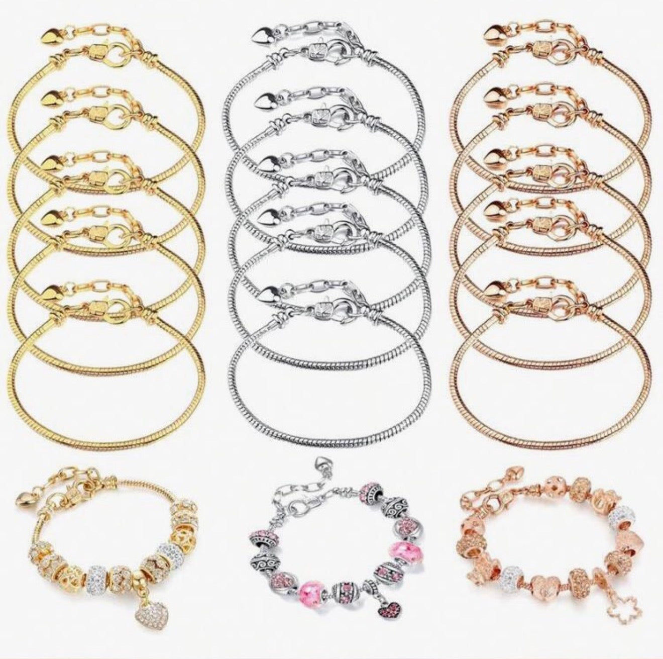 BIJOU Sterling Silver Charm Rope Bracelet Silver 925