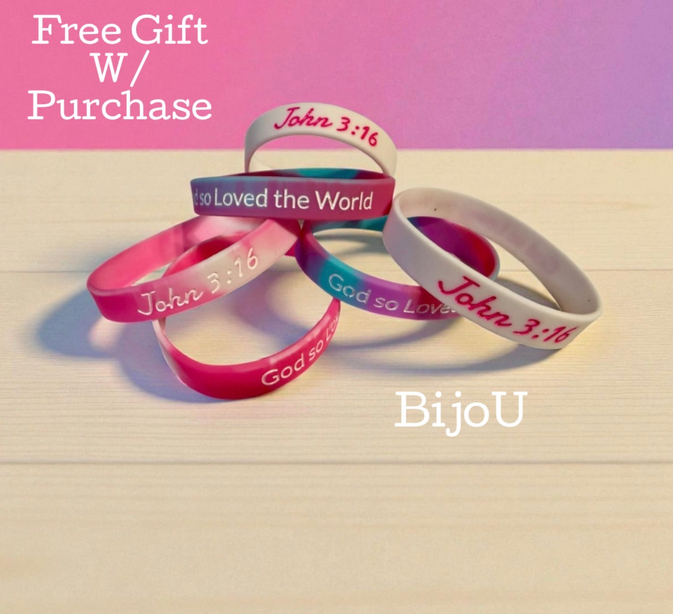 BIJOU John 3:16 Silicone Wristband Bracelet