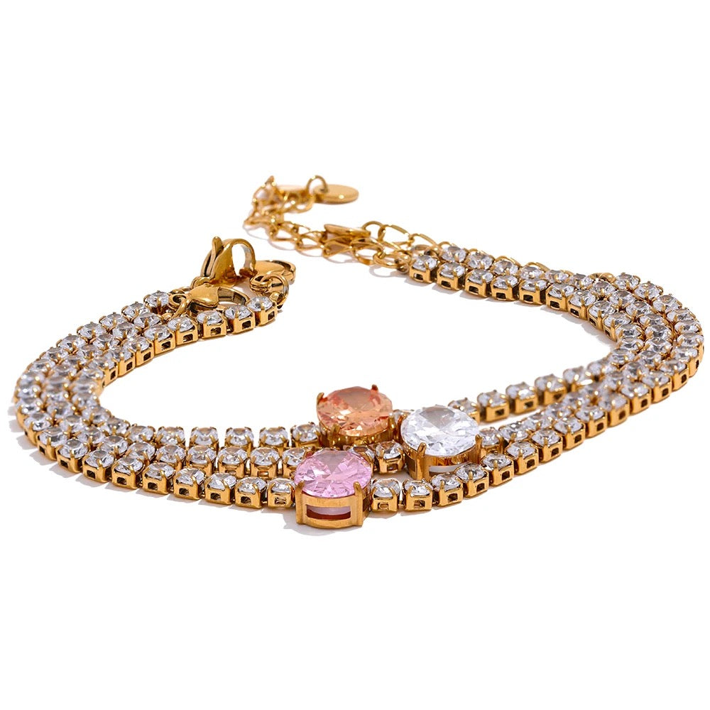 BIJOU Luxury Sparkle Waterproof Luxury CZ Chain Glass Bracelet