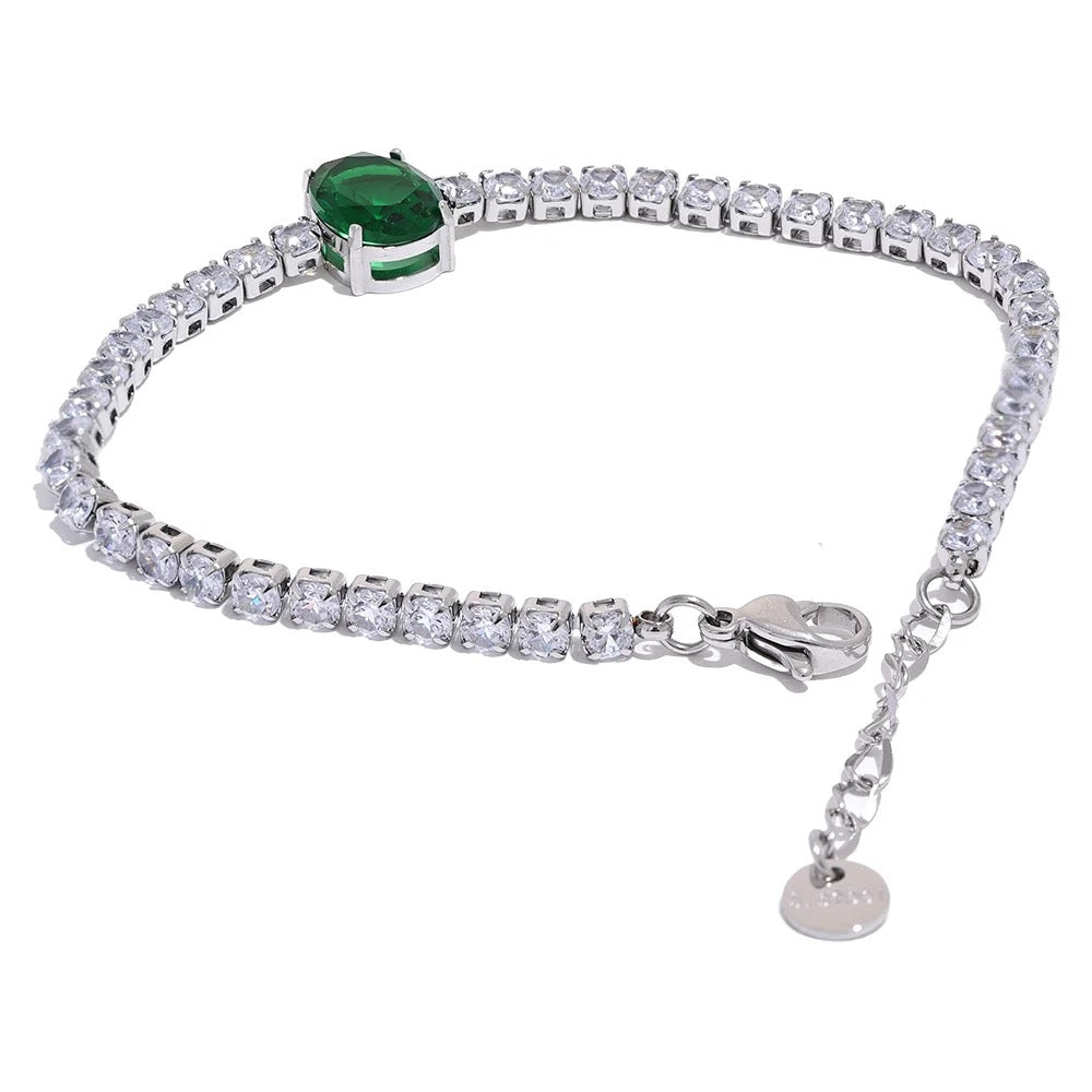 BIJOU Luxury Sparkle Waterproof Luxury CZ Chain Glass Bracelet