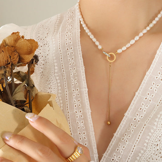 BIJOU Freshwater Pearl Collarbone Chain