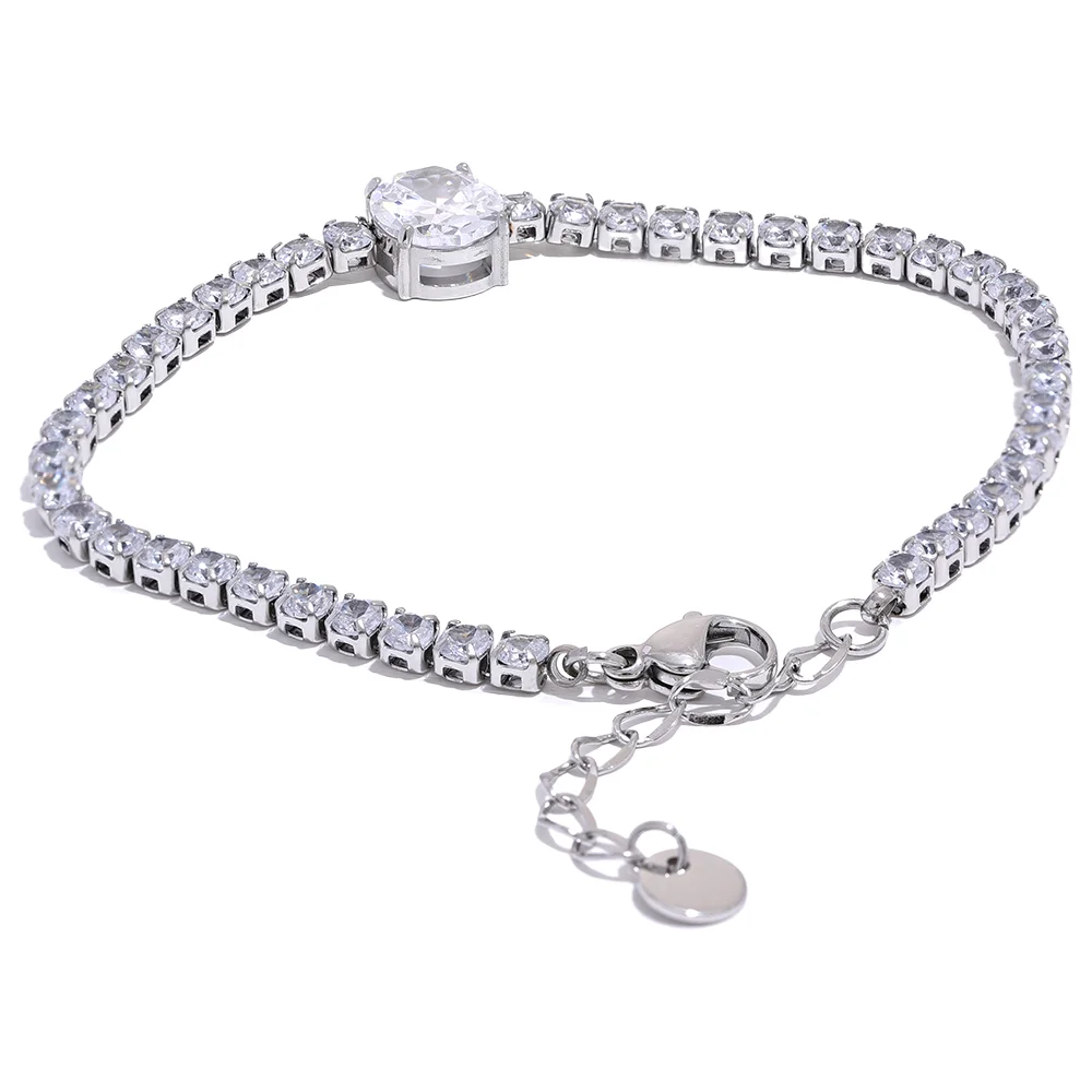 BIJOU Luxury Sparkle Waterproof Luxury CZ Chain Glass Bracelet